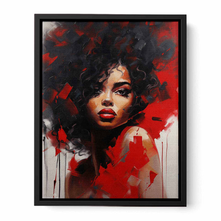 Black Red Girl Modern Art Painting  