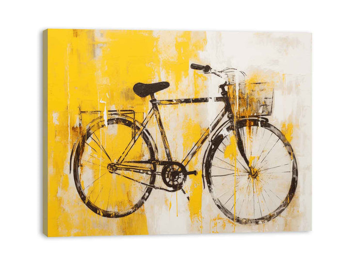 Yellow Cycle Modern Art Painting 