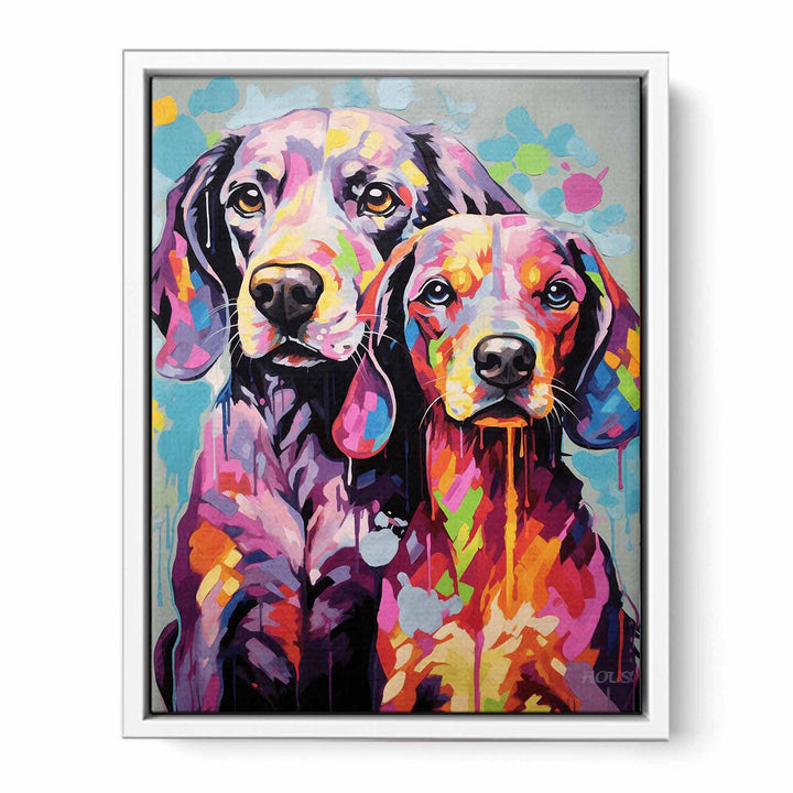 Two Dog Modern Art Painting Canvas Print