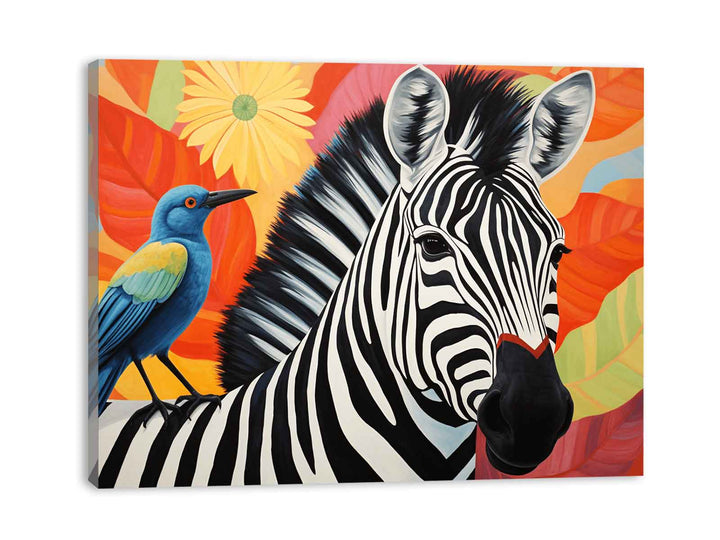 Zebra Bird Modern Art Painting 