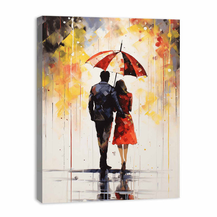 Modern art Umbrella Couple Painting 