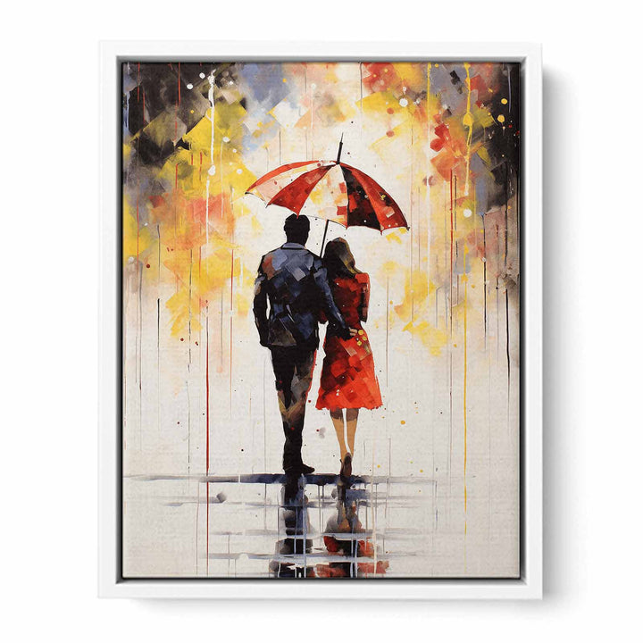 Modern art Umbrella Couple Painting Canvas Print
