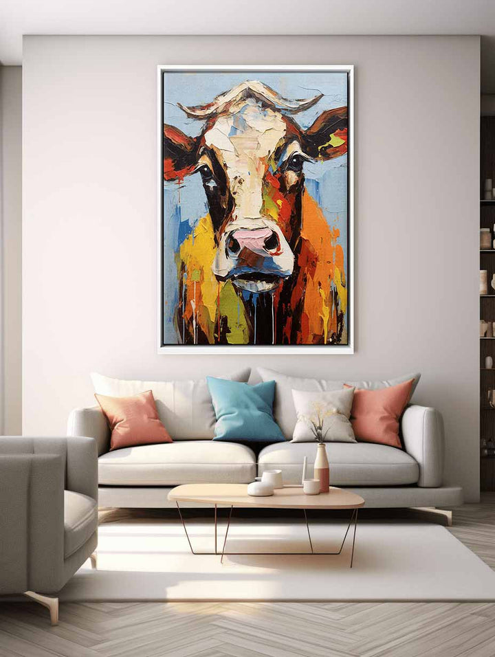 Brown Cow Modern Art Painting  