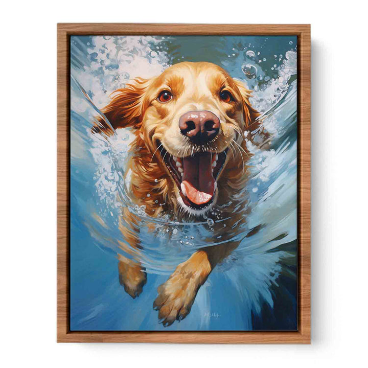 Dog Swimming Modern Painting  