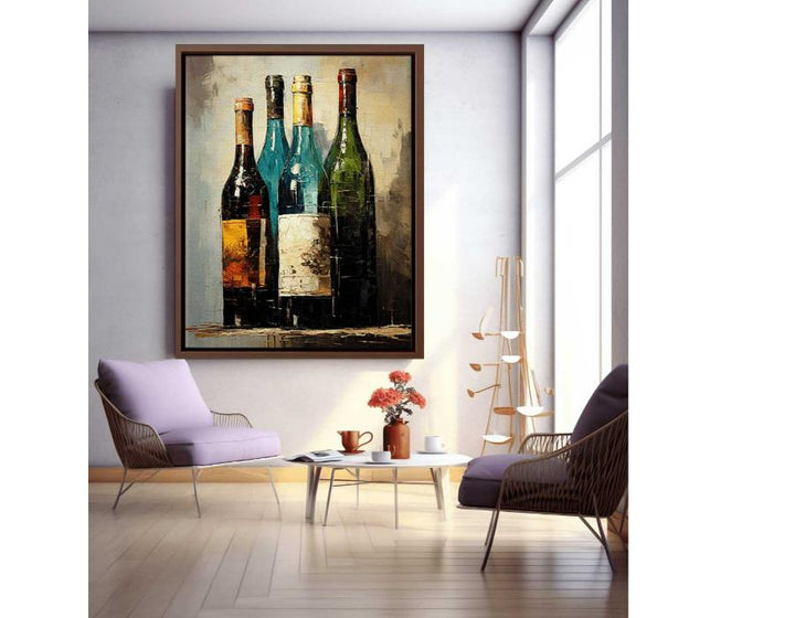 Wine Bottles Modern Painting  