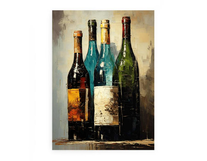 Wine Bottles Modern Painting 