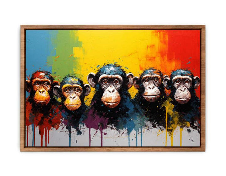 Five Monkeys  Modern Art Painting  