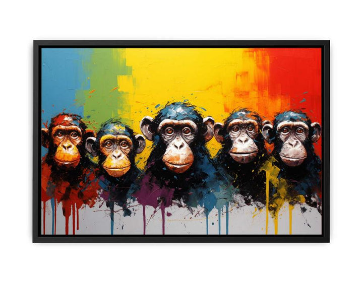 Five Monkeys  Modern Art Painting  