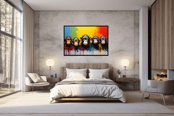 Five Monkeys  Modern Art Painting  