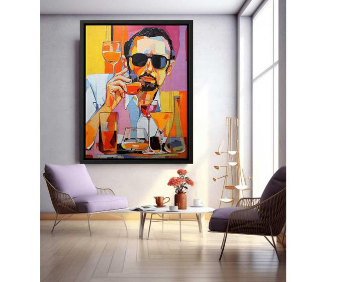 Man Drinking Juice Modern Art Painting  