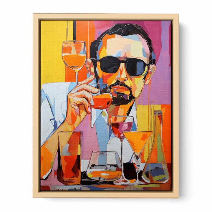 Man Drinking Juice Modern Art Painting  Framed Print