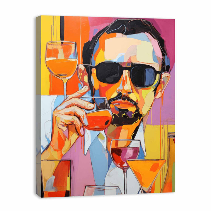 Man Drinking Juice Modern Art Painting  