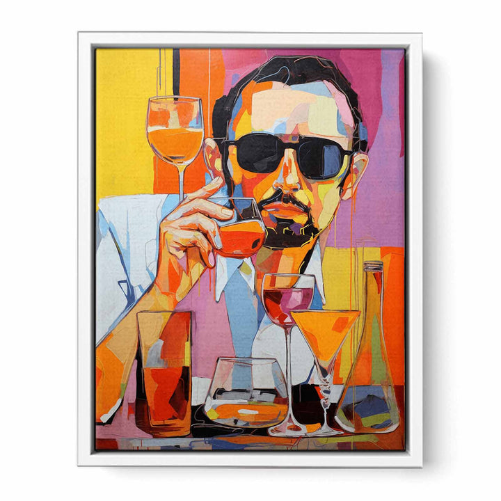 Man Drinking Juice Modern Art Painting  Canvas Print