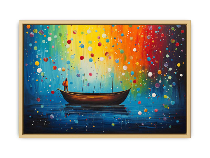 Boat Bubbles Modern Art Painting  Framed Print