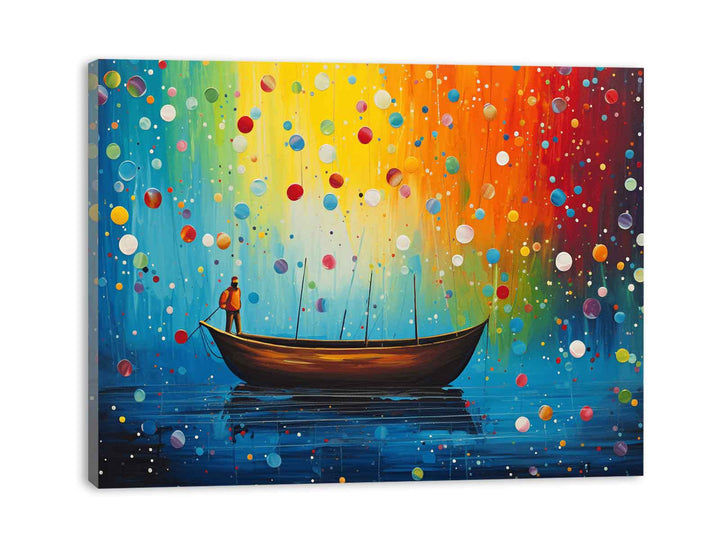 Boat Bubbles Modern Art Painting  