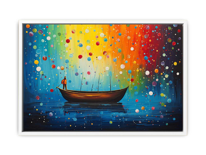 Boat Bubbles Modern Art Painting  Canvas Print