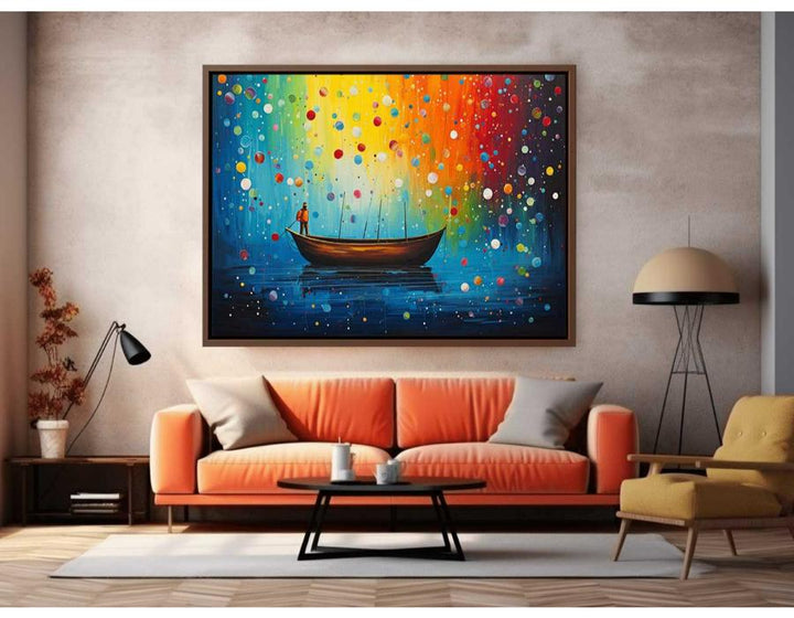 Boat Bubbles Modern Art Painting  