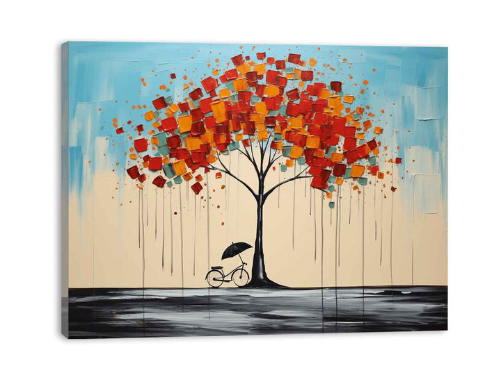 Cycle Tree Umbrella Modern Art Painting
