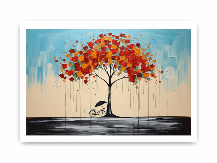 Cycle Tree Umbrella Modern Art Painting