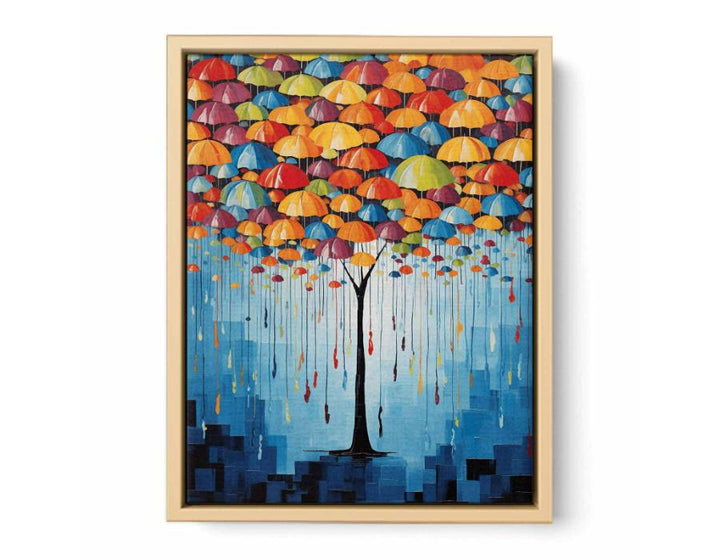 Umbrella Furniture Tree Modern Art  Painting  Framed Print