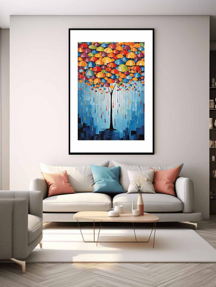 Umbrella Furniture Tree Modern Art  Painting  