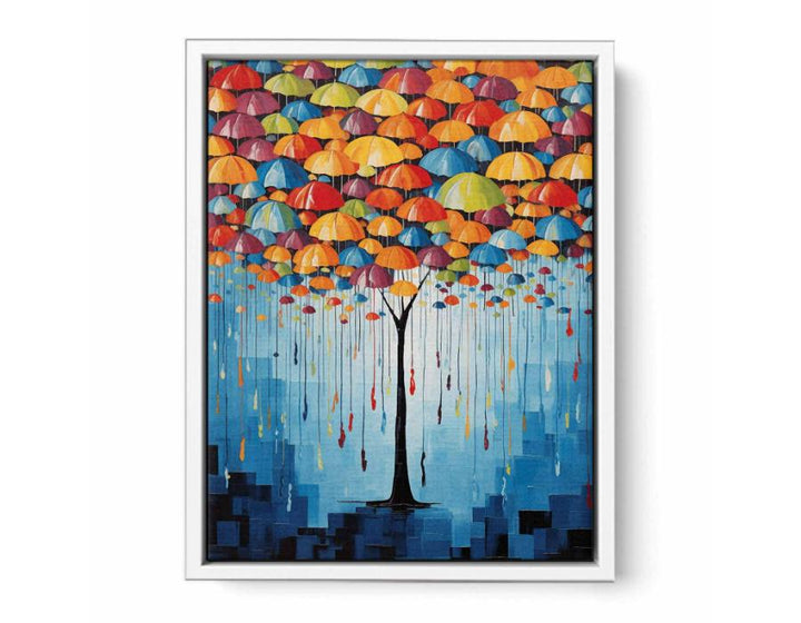 Umbrella Furniture Tree Modern Art  Painting  Canvas Print