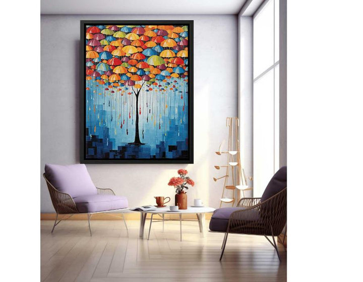 Umbrella Furniture Tree Modern Art  Painting  