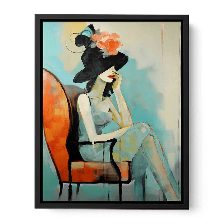 Girl Hat Chair Modern Art Painting  