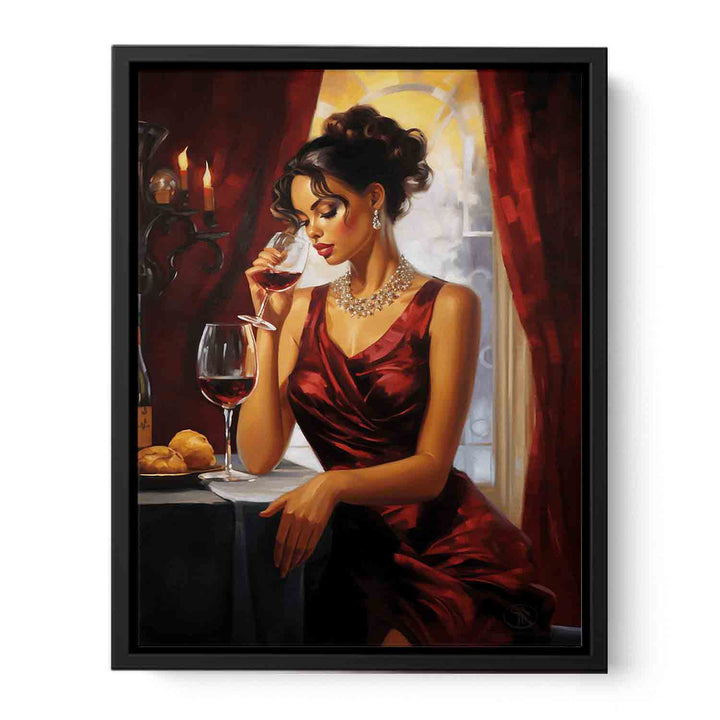 Lady Wine Table Modern Art Painting  