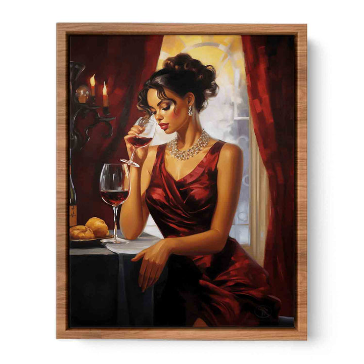 Lady Wine Table Modern Art Painting  