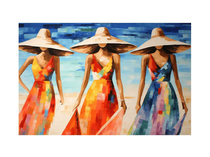 Modern Art Three Bikini Ladies Painting 