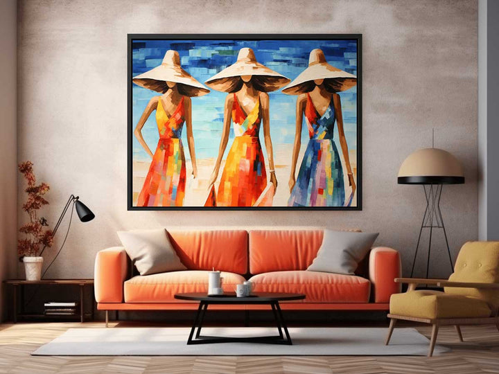 Modern Art Three Bikini Ladies Painting  