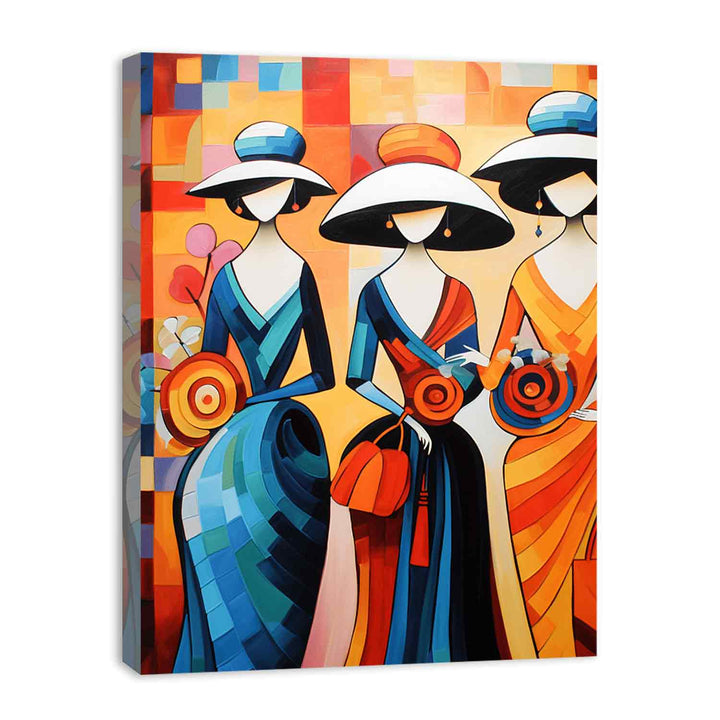 Three Lady With Purse Modern Art  Painting