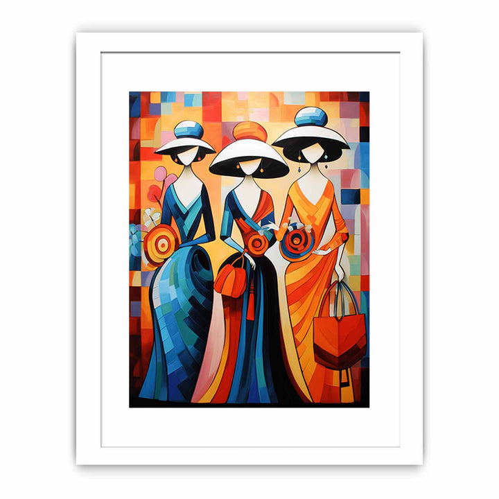 Three Lady With Purse Modern Art  Painting