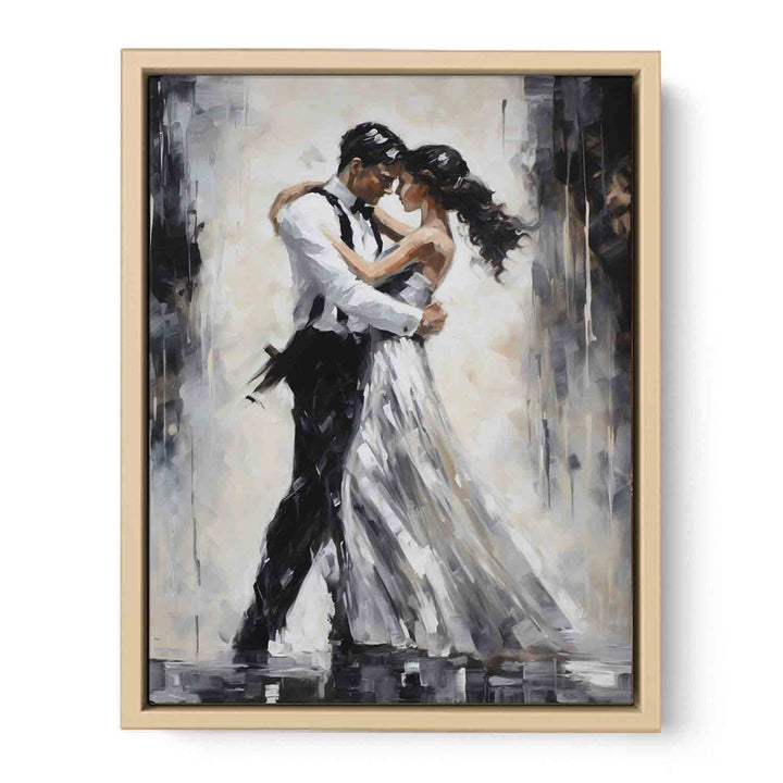 Black And White Couple Dance Modern Painting  Framed Print