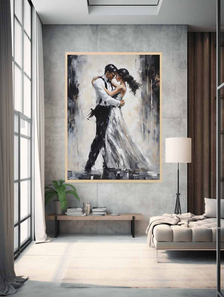 Black And White Couple Dance Modern Painting  