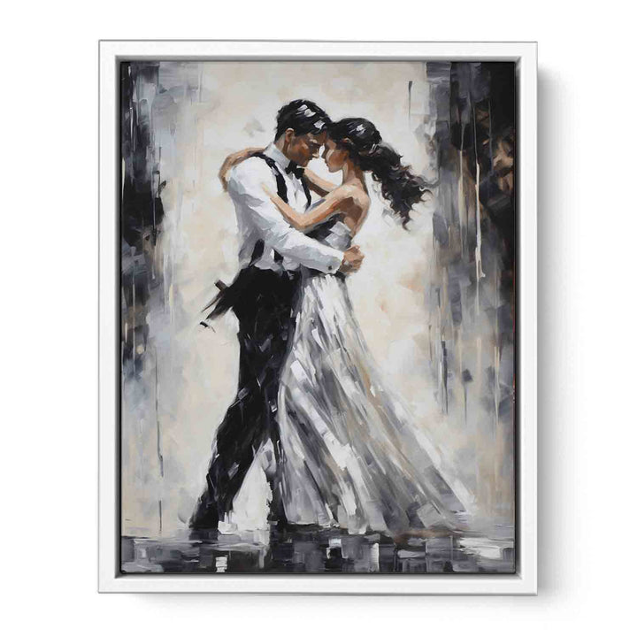 Black And White Couple Dance Modern Painting  Canvas Print