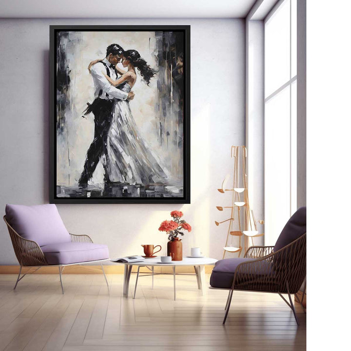 Black And White Couple Dance Modern Painting  