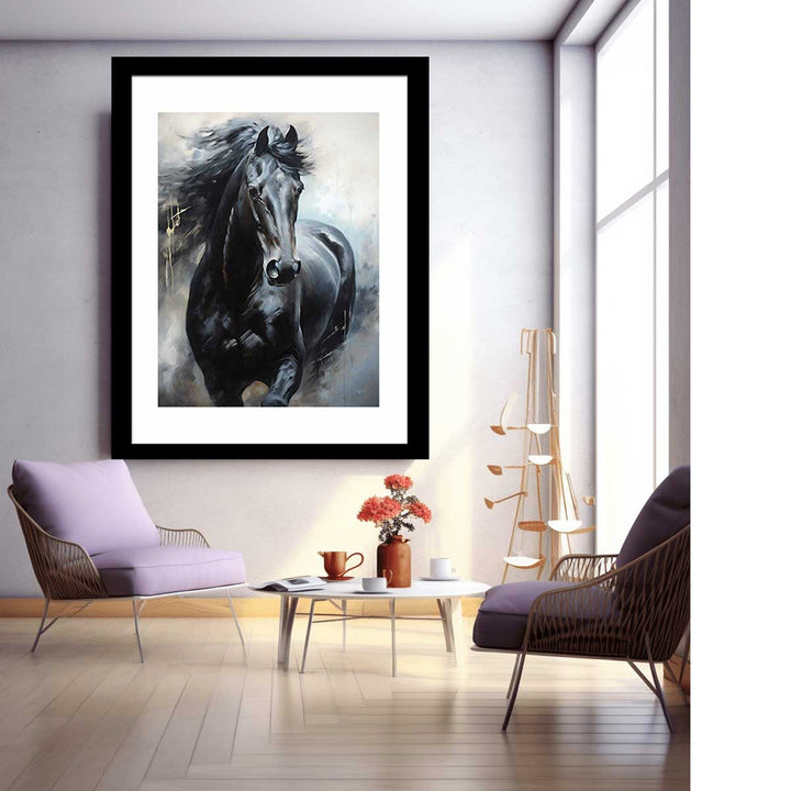 Black Horse Modern Art  Painting  