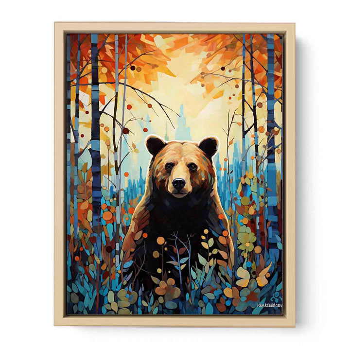 Bear Leafs Modern Art Painting  Framed Print