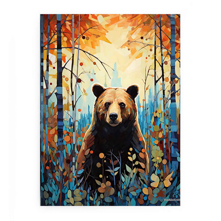 Bear Leafs Modern Art Painting 