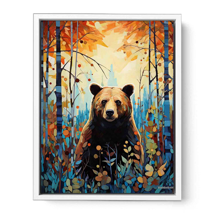 Bear Leafs Modern Art Painting  Canvas Print