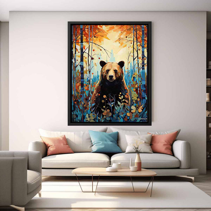 Bear Leafs Modern Art Painting  