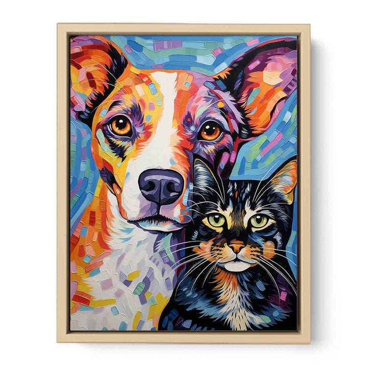  Cat Dog Modern Art Painting  Framed Print