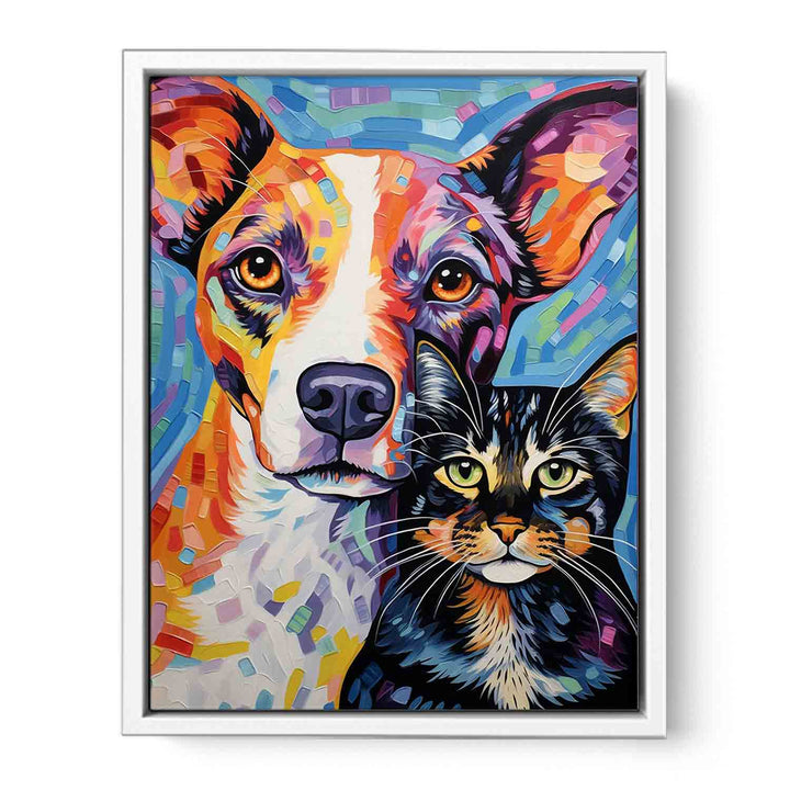  Cat Dog Modern Art Painting  Canvas Print