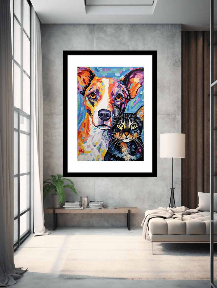  Cat Dog Modern Art Painting  