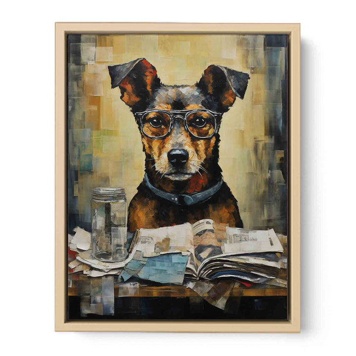  Dog Read Newspaper Modern Art Painting  Framed Print