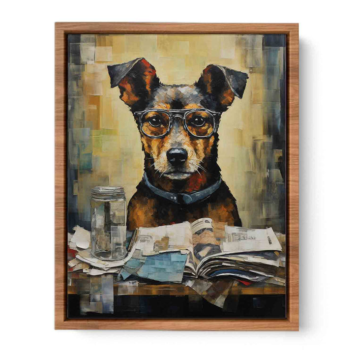  Dog Read Newspaper Modern Art Painting  