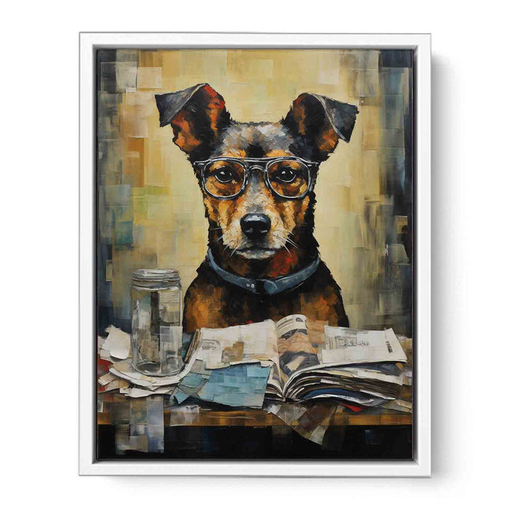  Dog Read Newspaper Modern Art Painting  Canvas Print