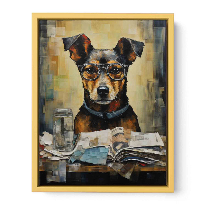  Dog Read Newspaper Modern Art Painting   Poster